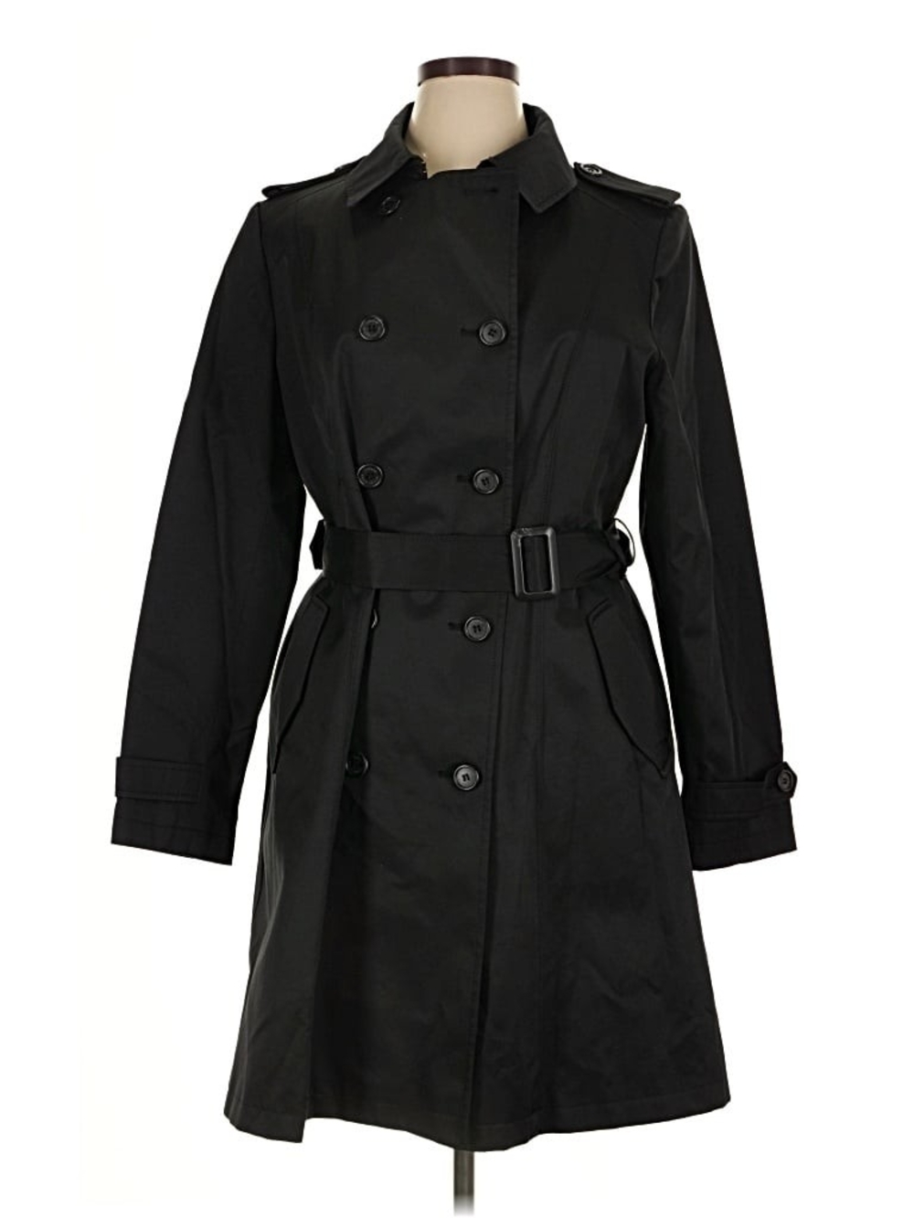 Ralph Lauren Black Double-Breasted Trench Coat with Belt
